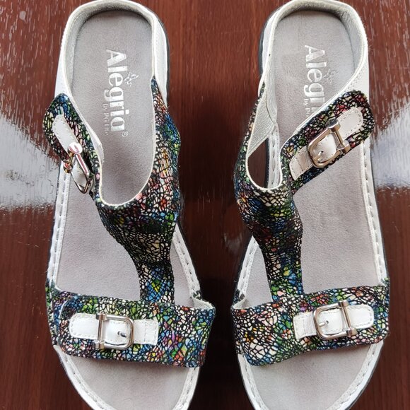 Alegria Lara Cathedral Slip-on wedge heel sandals with velcro straps Size 39 - Picture 12 of 16